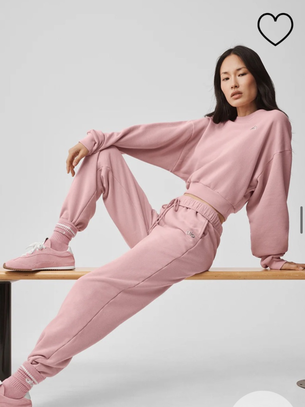 ALO Yoga Women's Dusty Pink Crew Neck Sweatshirt & pants set